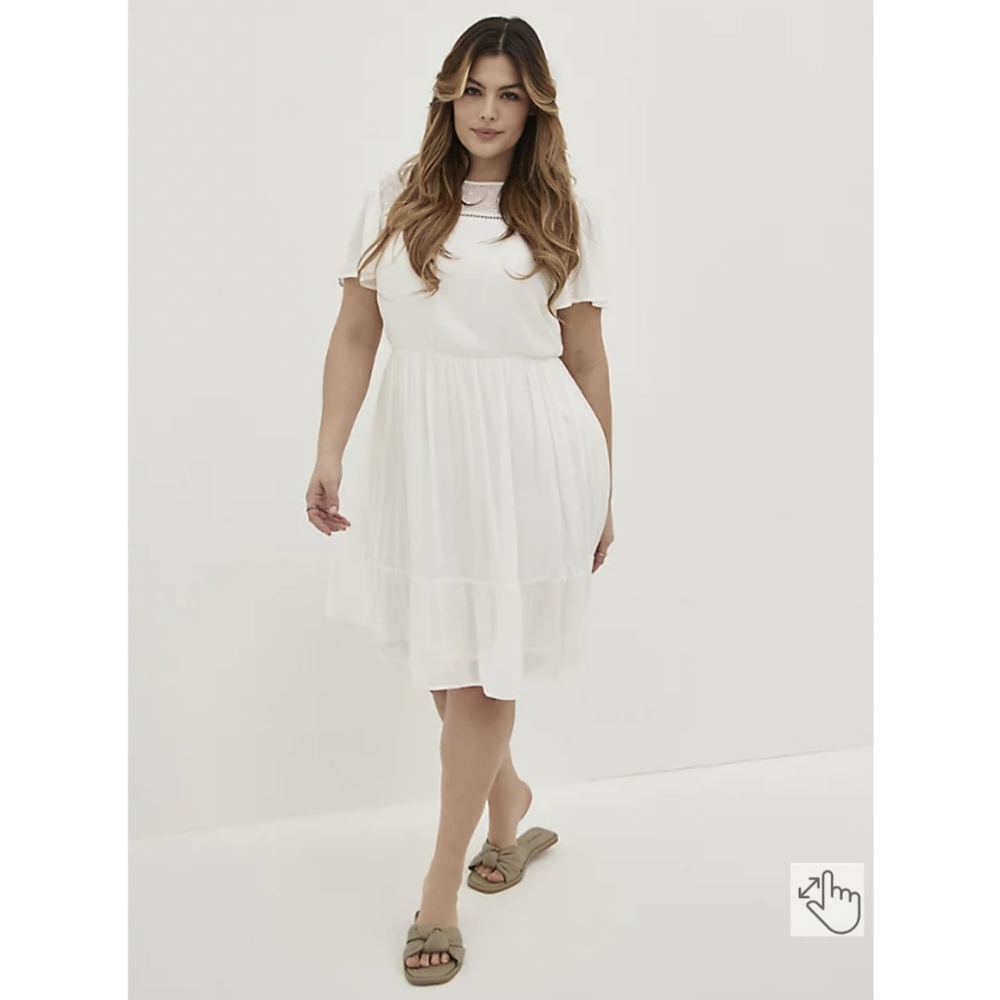 Torrid Flutter Skater Dress - Gauze & Lace White